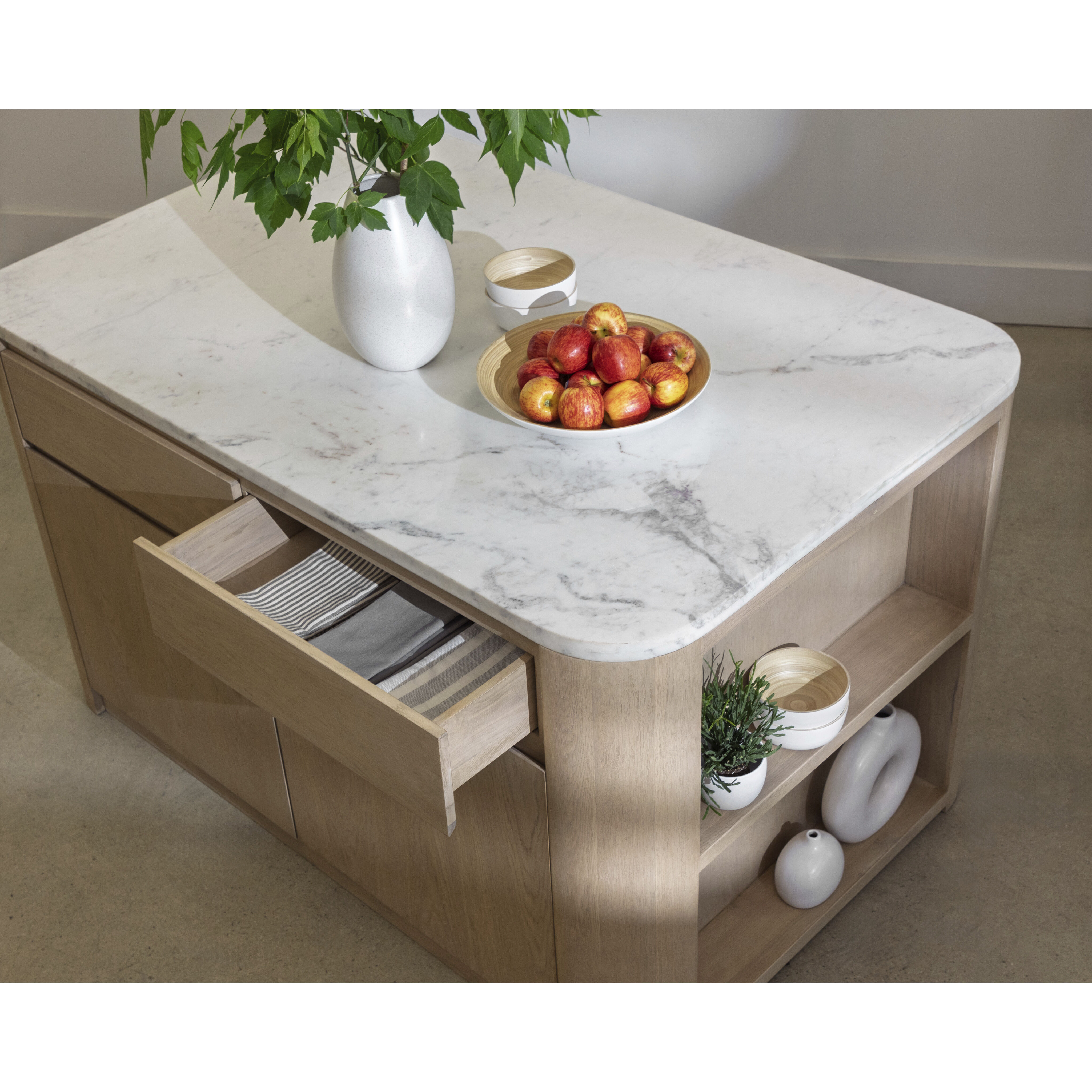 Romilly White / Light Wash Kitchen Island
